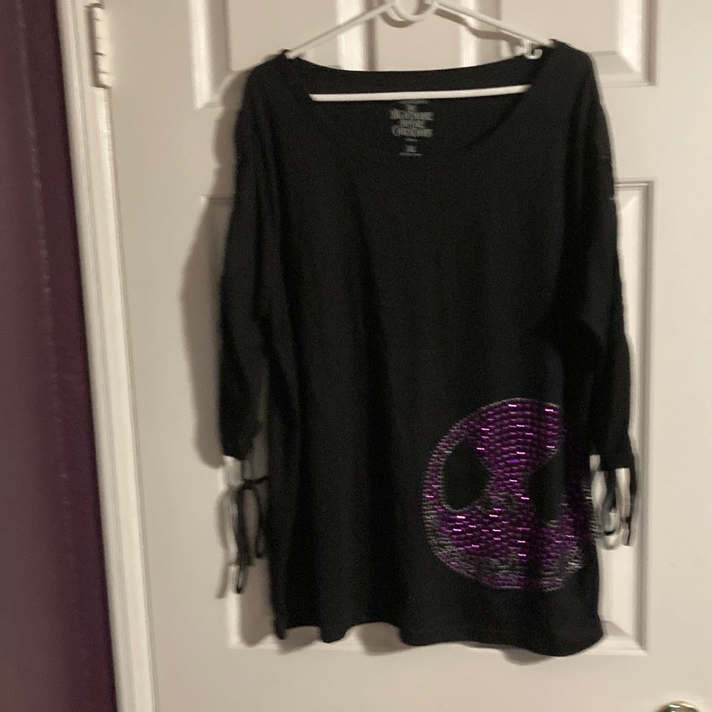 Black Tim Burton, Nightmare Before Christmas, Jack  Skellington T- Shirt Size XL